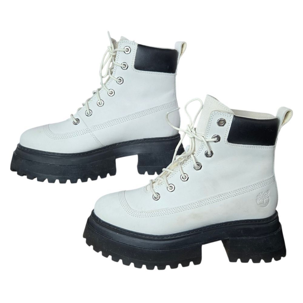 Timberland Women's Sky Ivory and Black Platform Boots